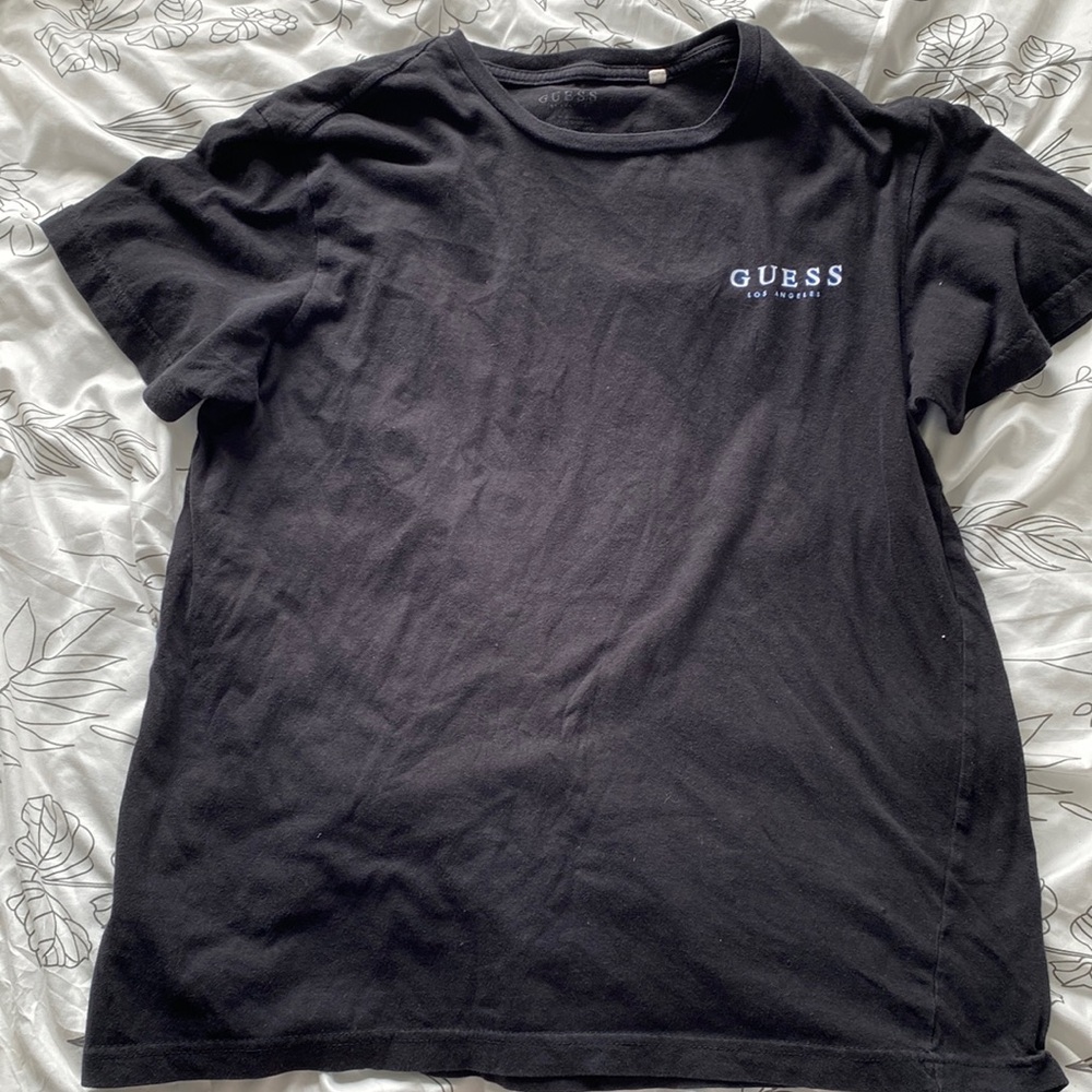 black guess shirt with neon snake on back